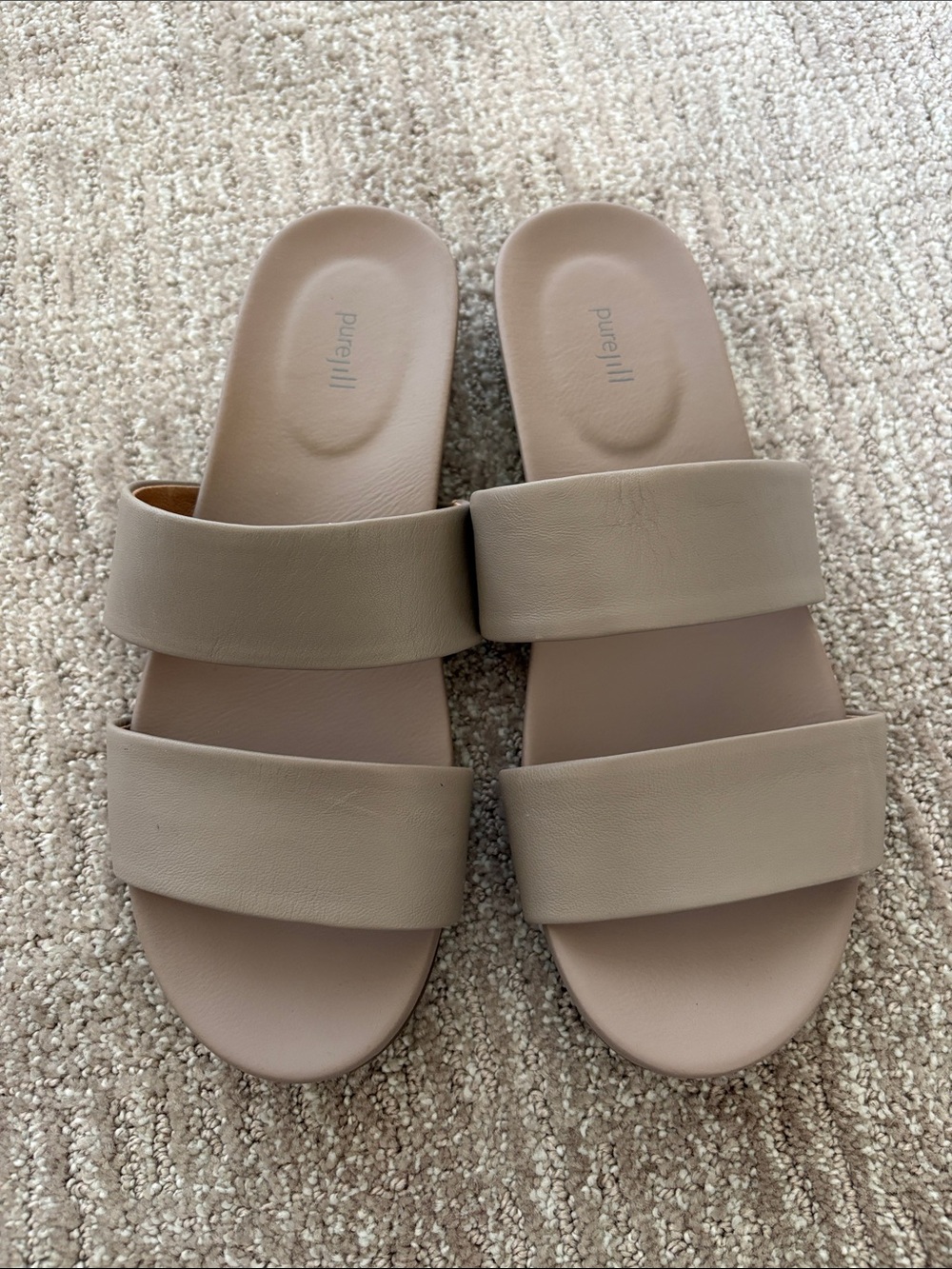 Double Strap Slide Sandals in Taupe by Purell